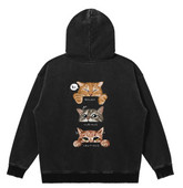 Snow Washed Cat Emotions Cotton Hoodie