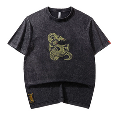 Eastern Snake King Embroidered - Oriental Style Unisex T-Shirt