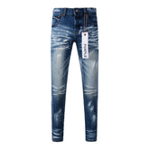 Jeans Mens Jeans Man Jeans Pants Designer Black Skinny Stickers Light Wash Ripped Motorcycle (9062-9051)