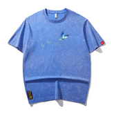 Washed Embroidered Butterfly - Oriental Style Unisex T-Shirt