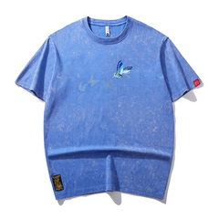Washed Embroidered Butterfly - Oriental Style Unisex T-Shirt