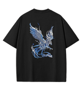 Azure Phoenix Embroidery T Shirt Cotton
