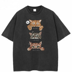 Cats Emotions T-Shirt Washed