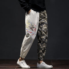 Embroidery Jogger Pants Dragon Patterns