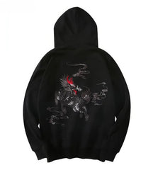 Dark Embroidery Mythical Dragon Hoodie, Unisex Cotton
