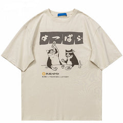 Japanese Cats Drinking T-Shirt