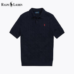 Ralph Lauren Zopfstrick-Polokragenpullover aus Baumwolle