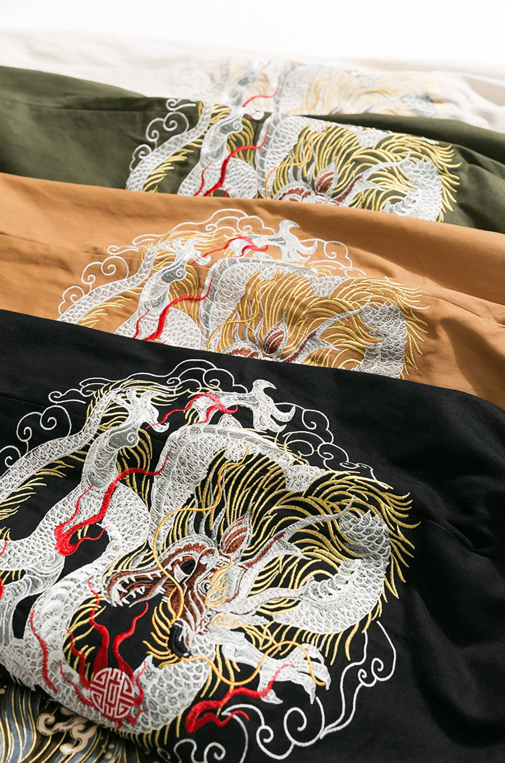 Embroidery Jogger Pants Dragon Patterns