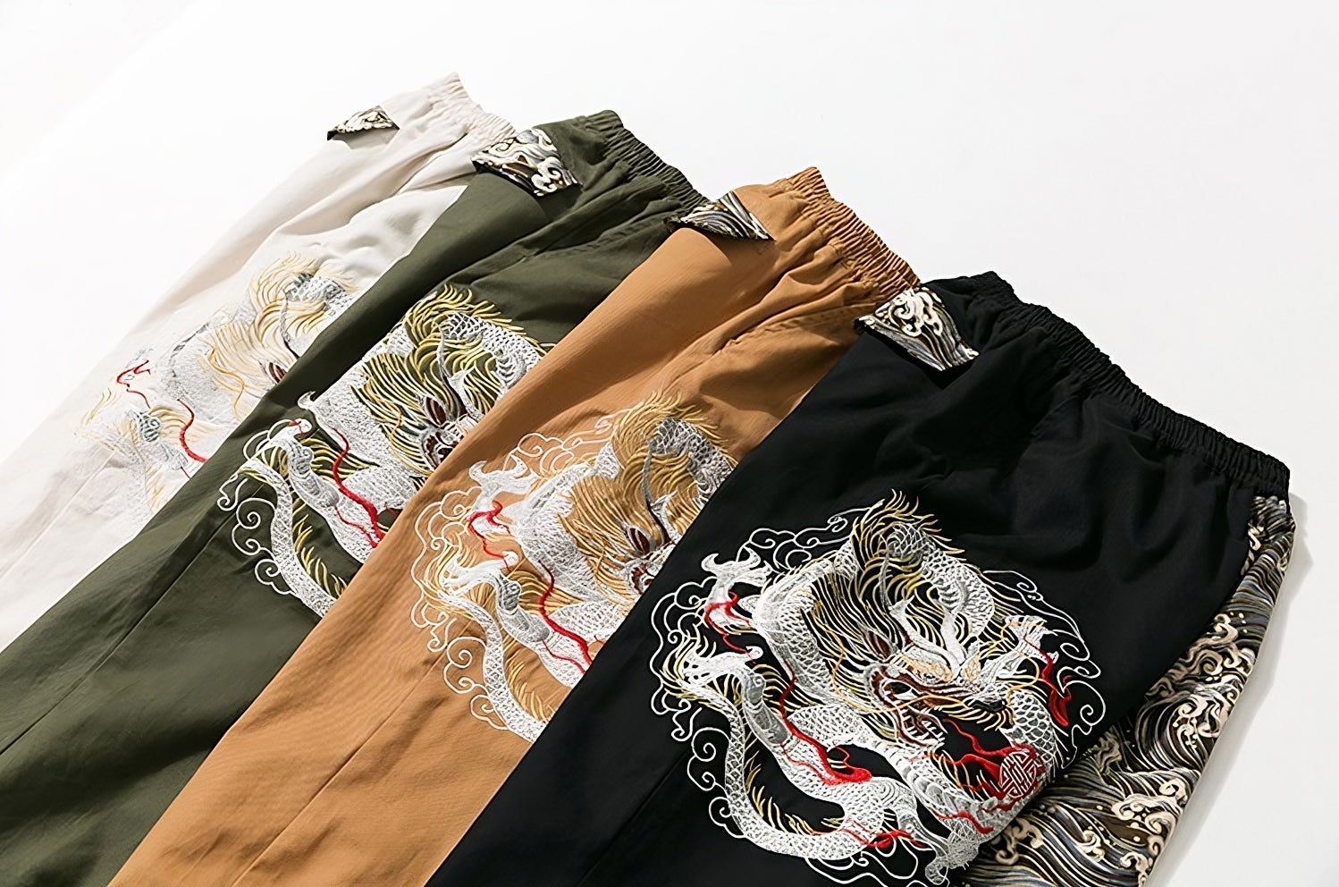 Embroidery Jogger Pants Dragon Patterns