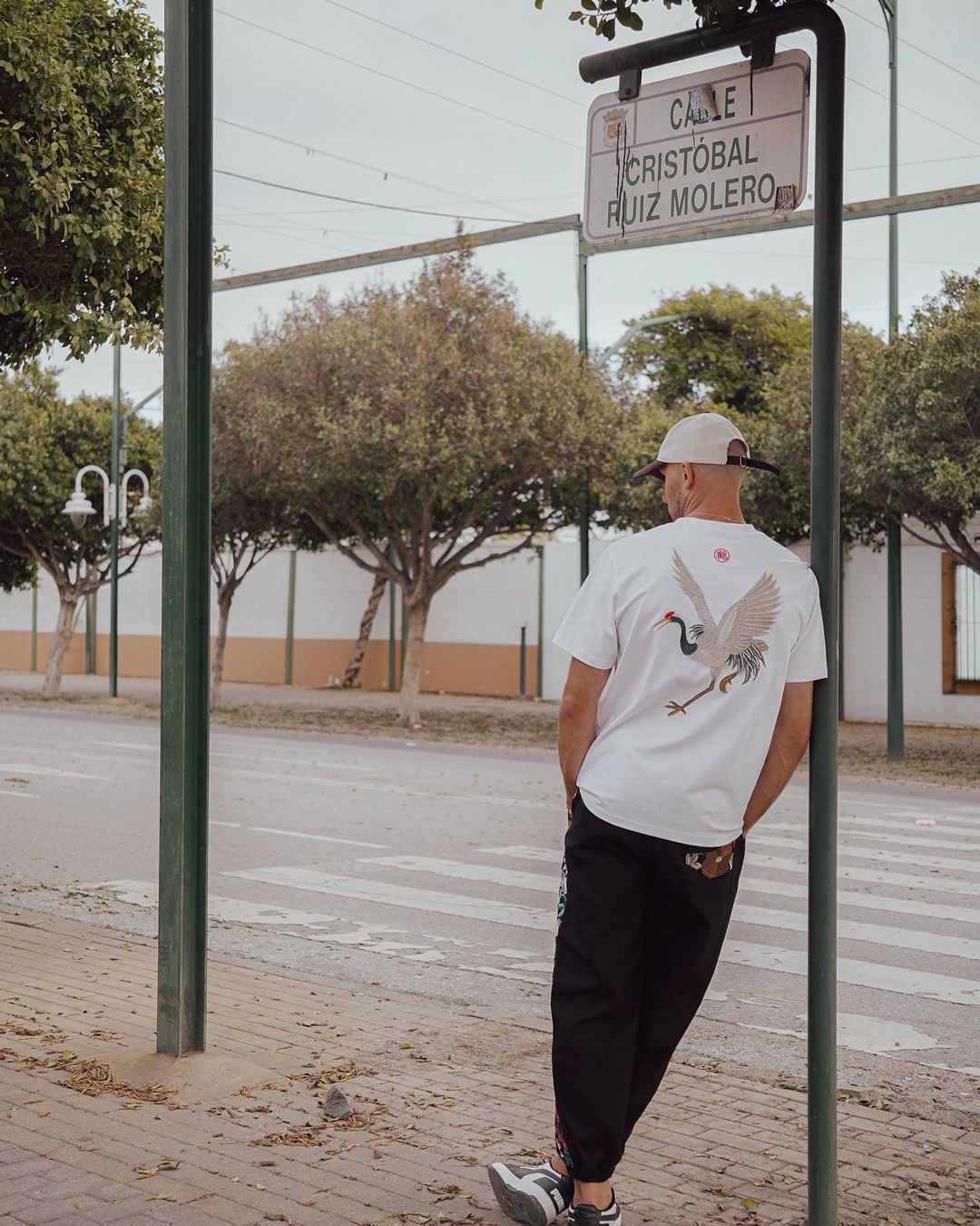 Embroidered Crane T-shirt, Japan Street Style (Unisex)