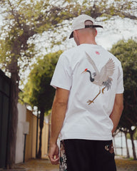 Embroidered Crane T-shirt, Japan Street Style (Unisex)