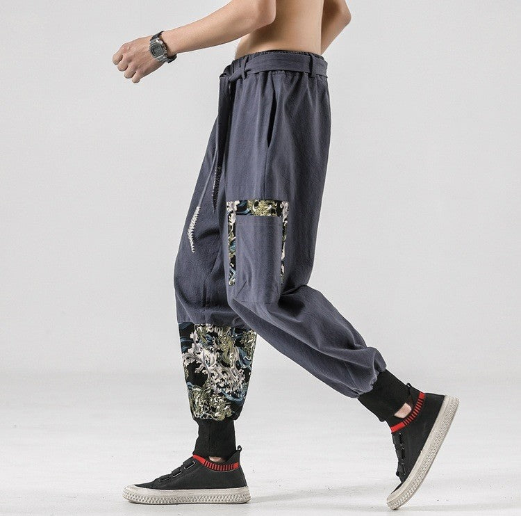 Japanese Harem Pants Sea Dragon Patterns