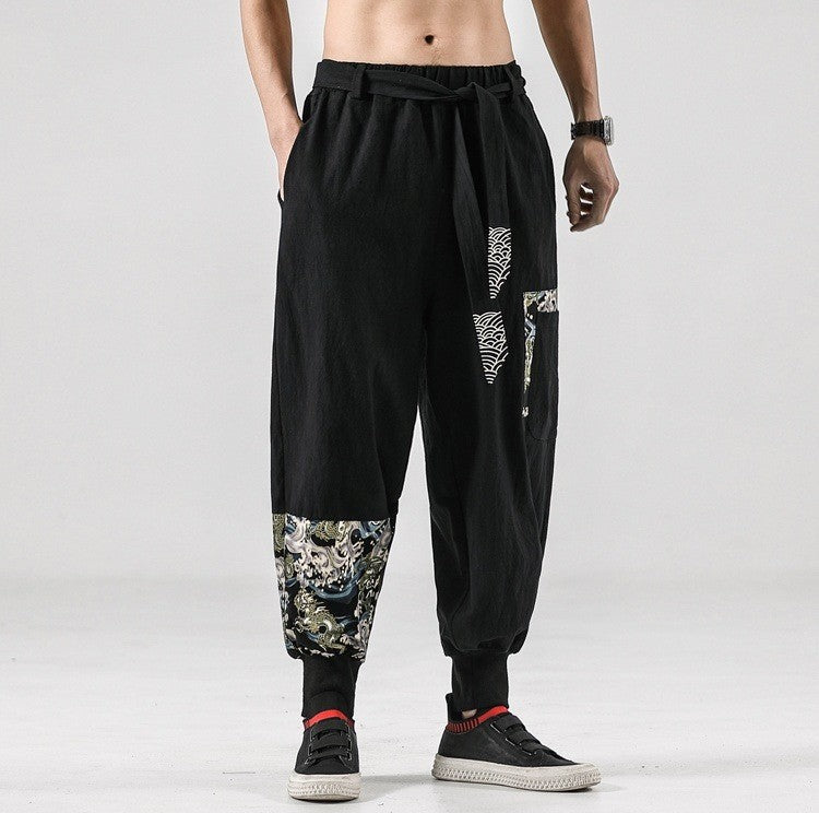 Japanese Harem Pants Sea Dragon Patterns
