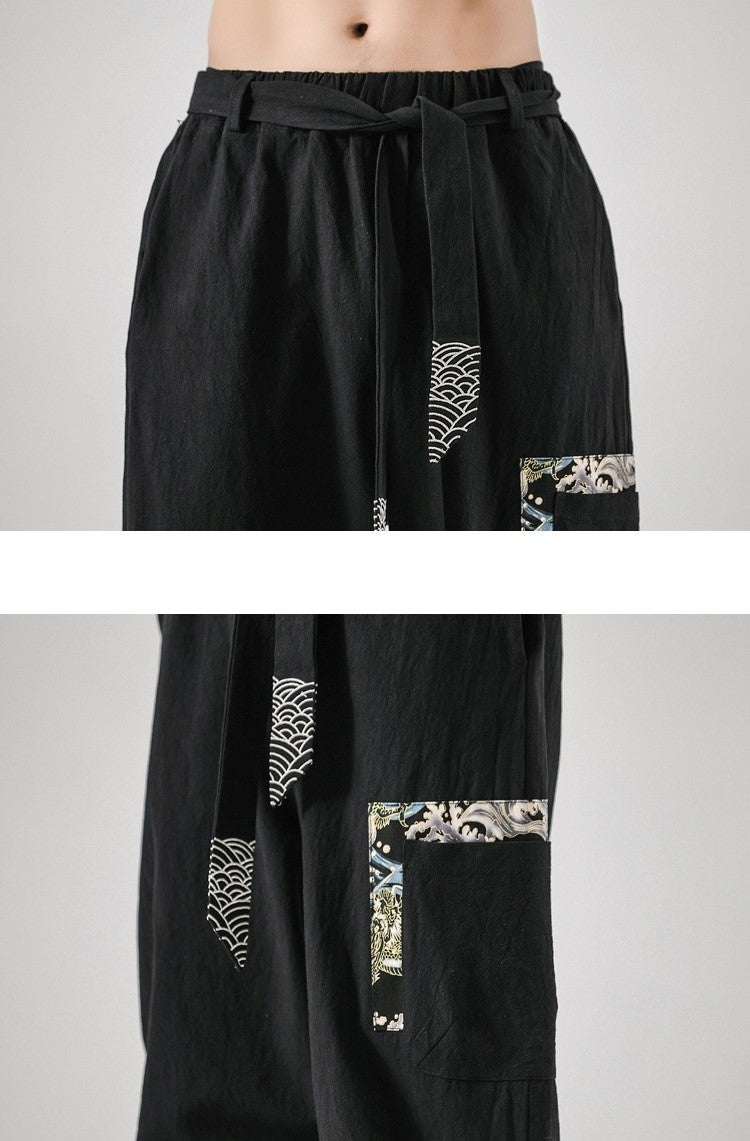 Japanese Harem Pants Sea Dragon Patterns