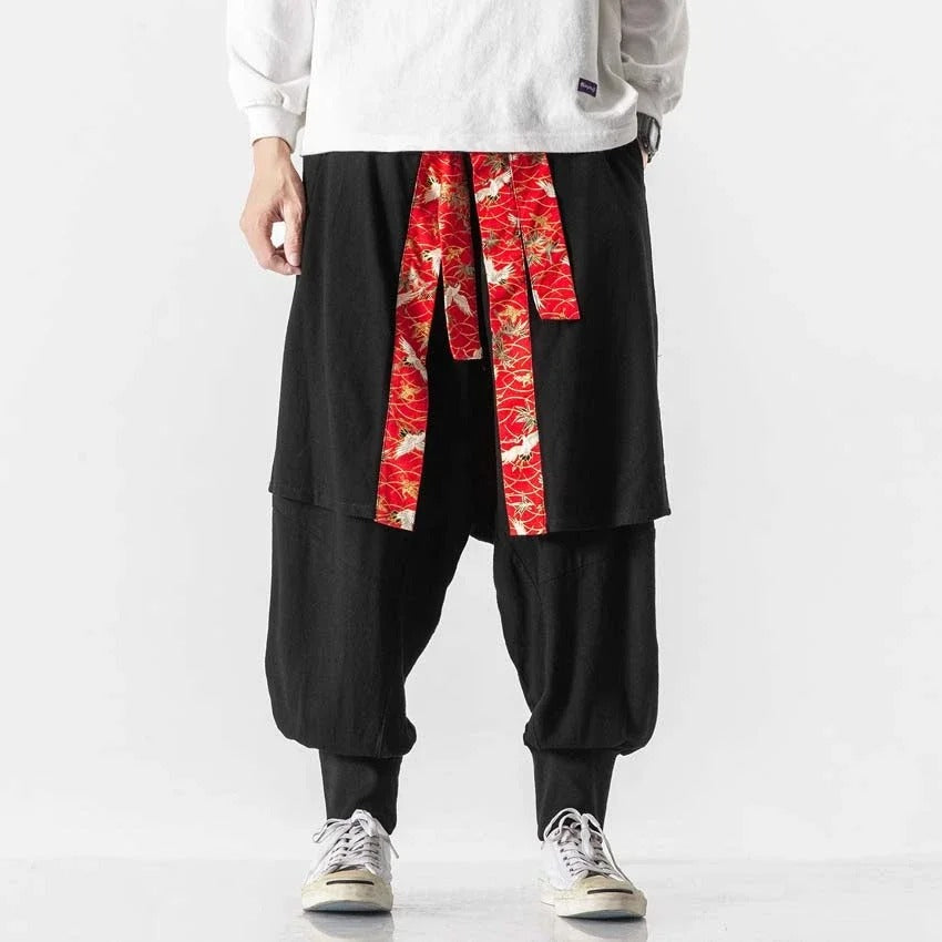 Yukata Style Streetwear Pants Linen/Cotton