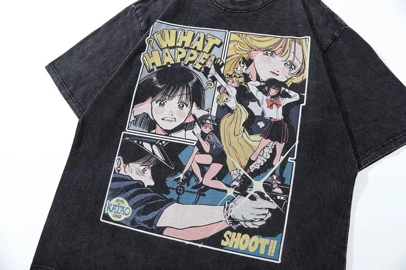 Retro Japanese Anime Shirt Oversized