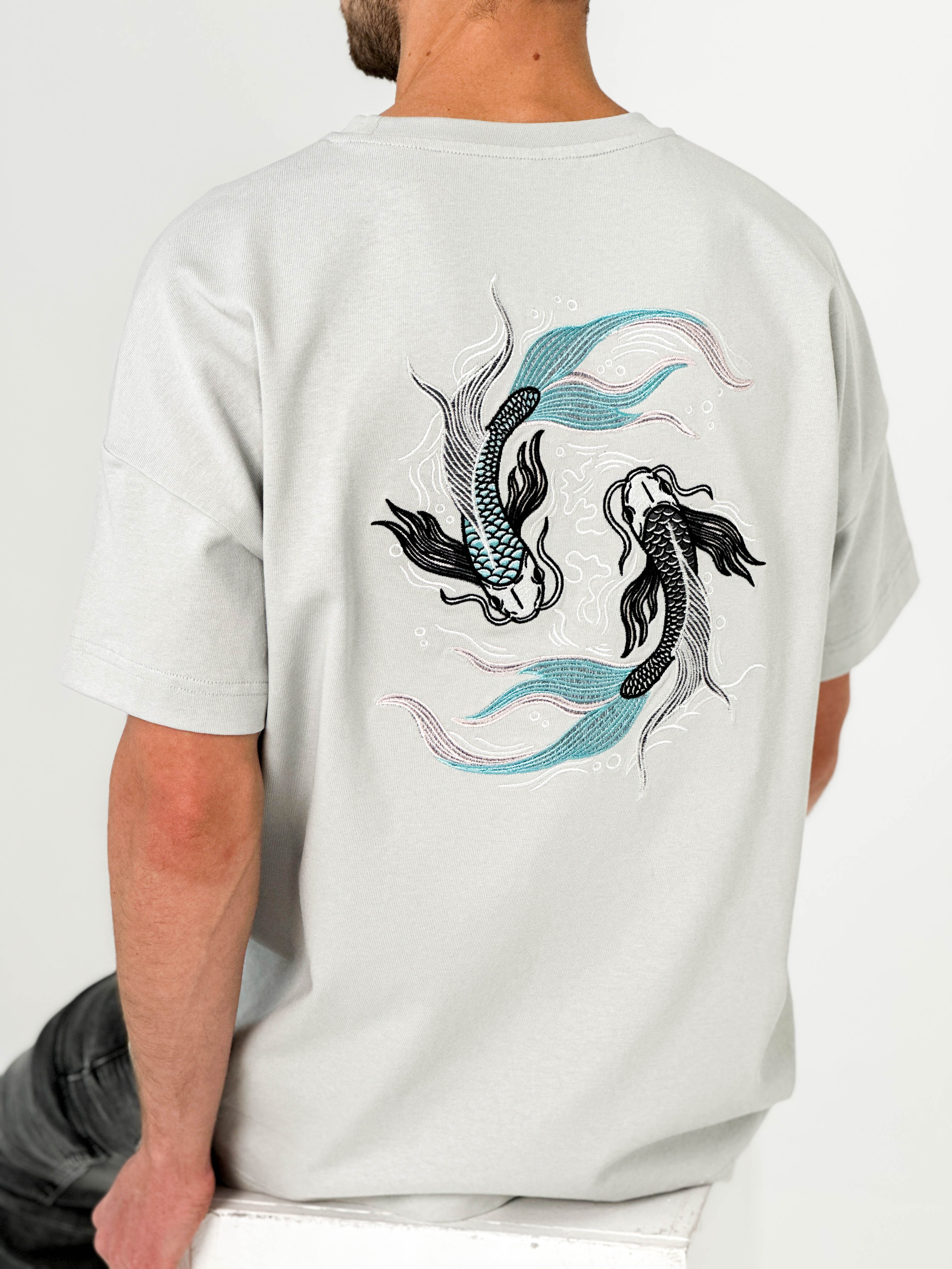 Embroidered Soragoi Koi Fish T-Shirt - 280GSM Heavy Cotton - Unisex