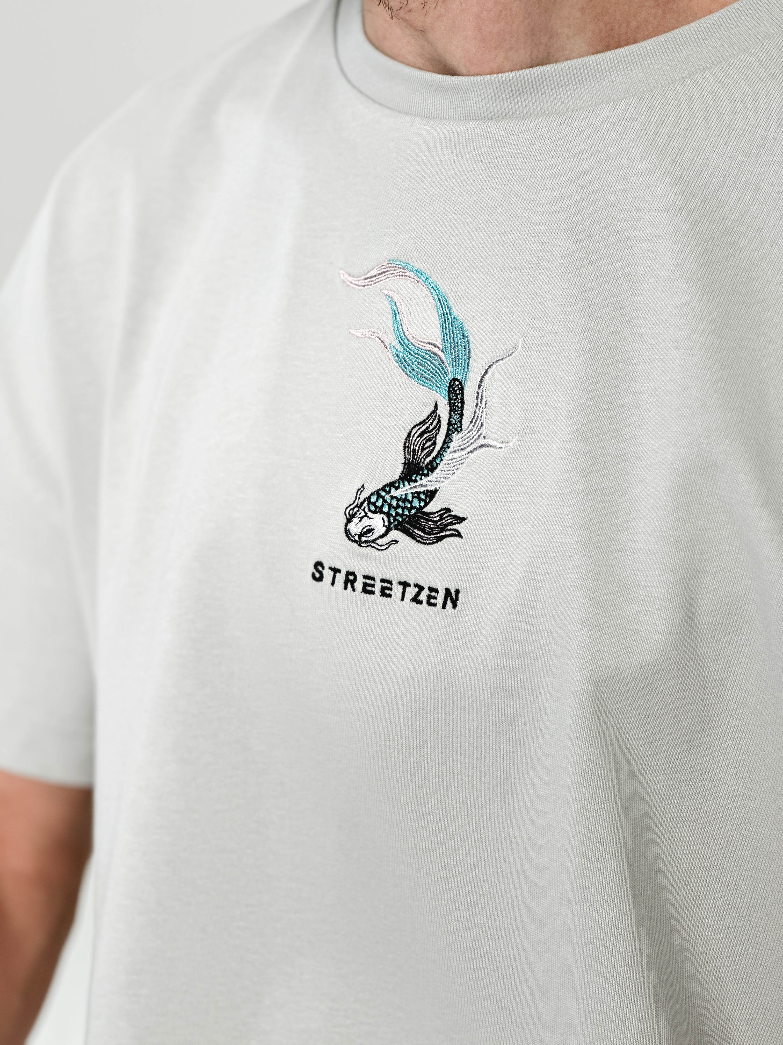 Embroidered Soragoi Koi Fish T-Shirt - 280GSM Heavy Cotton - Unisex