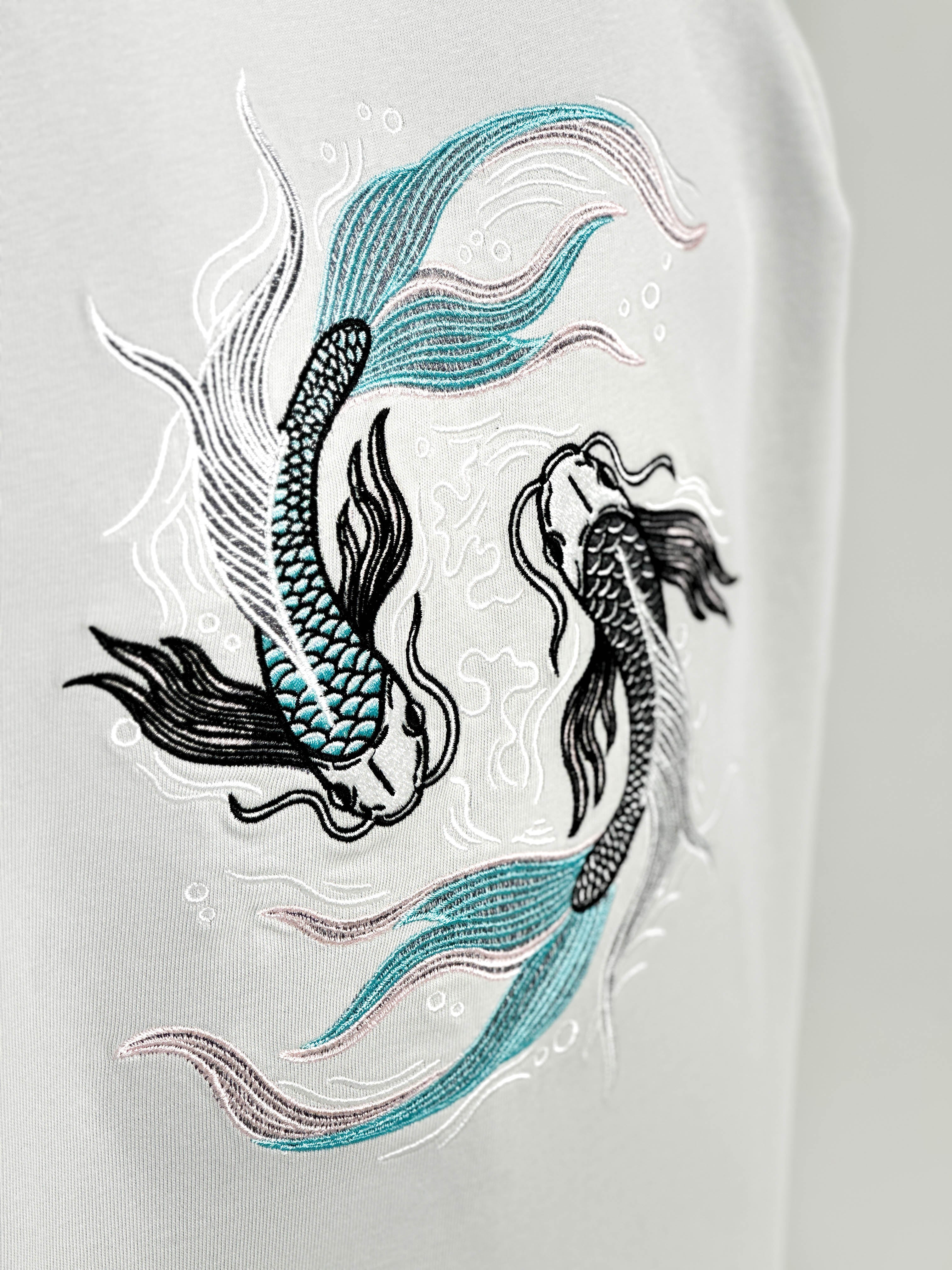 Embroidered Soragoi Koi Fish T-Shirt - 280GSM Heavy Cotton - Unisex