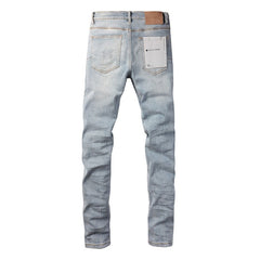 Light Blue Vintage Personality Fashion Ripped Jeans 9010