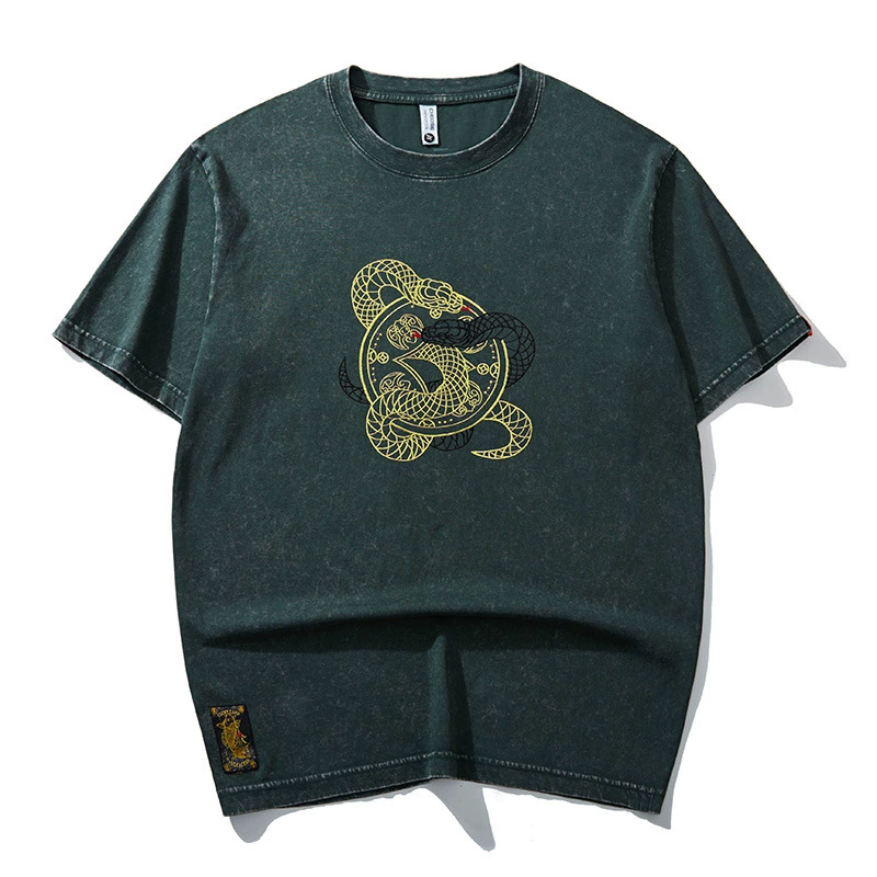 Eastern Snake King Embroidered - Oriental Style Unisex T-Shirt