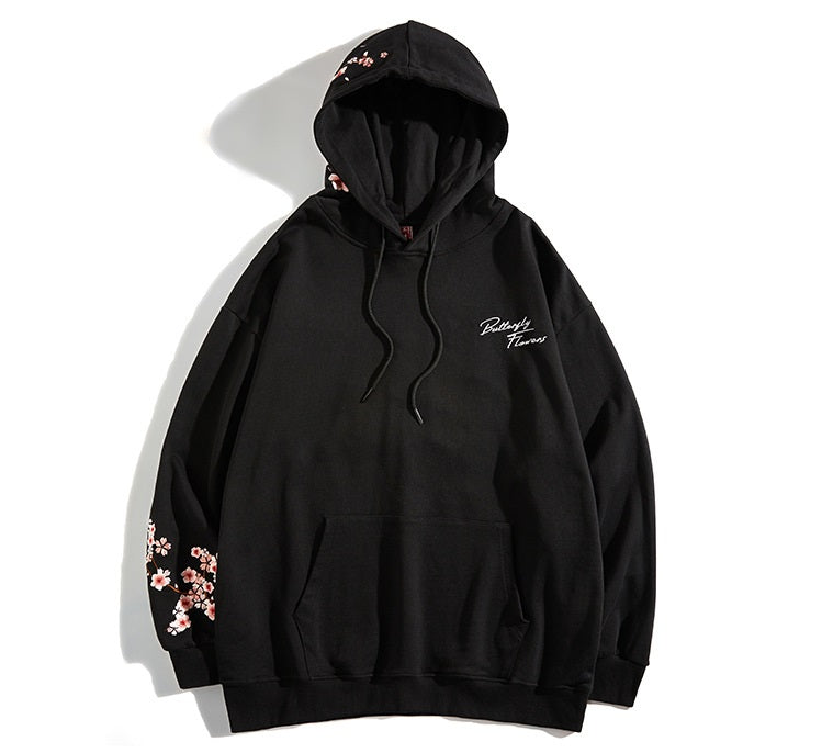 Embroidered Sakura Hoodie - Japanese Streetstyle