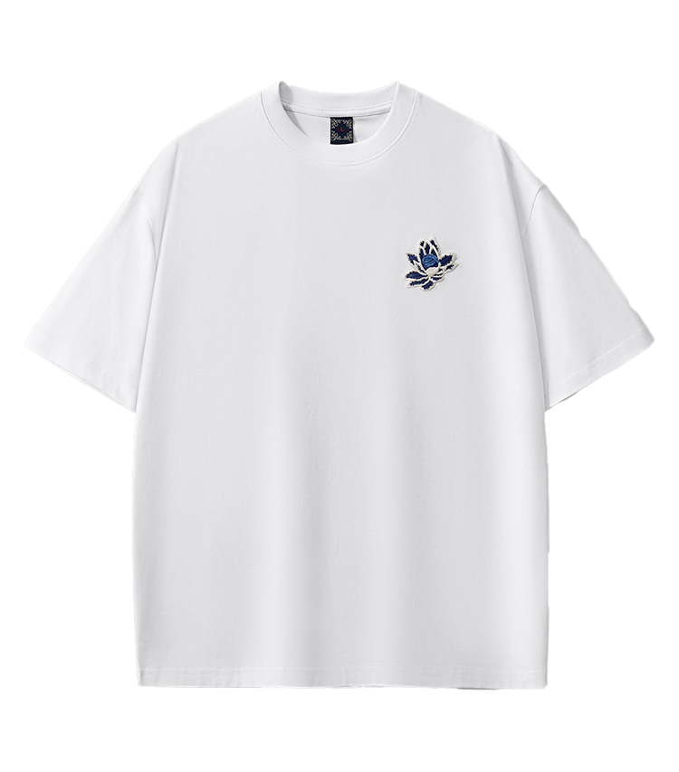 Azure Phoenix Embroidery T Shirt Cotton