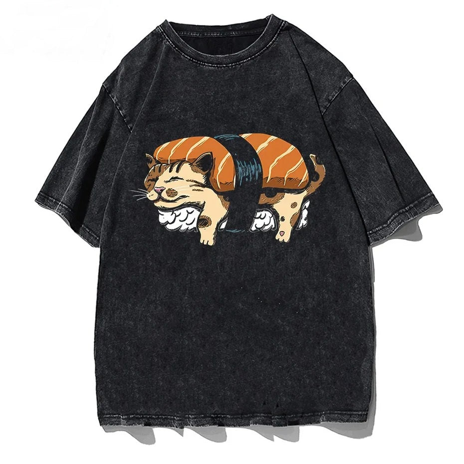 Sushi Cat Washed Vintage T shirt