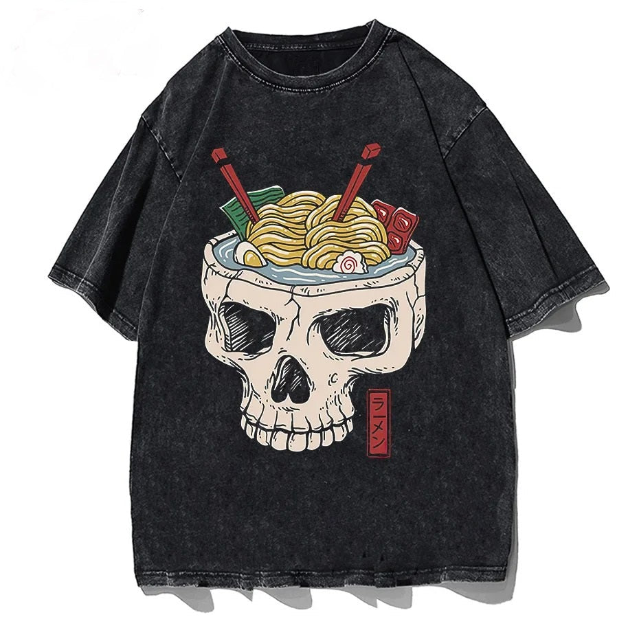 Ramen Skull Washed Vintage T shirt
