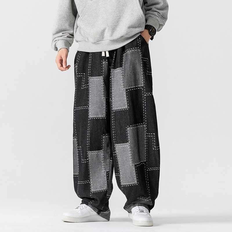 Loose - Wide Leg Patch Jacquard Pants