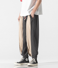 Spliced Harem Style Layered Pants Linen/Cotton