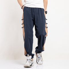 Wide Leg Oriental Harem Pants Unisex Cotton
