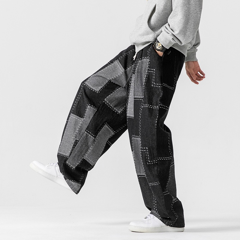 Loose - Wide Leg Patch Jacquard Pants