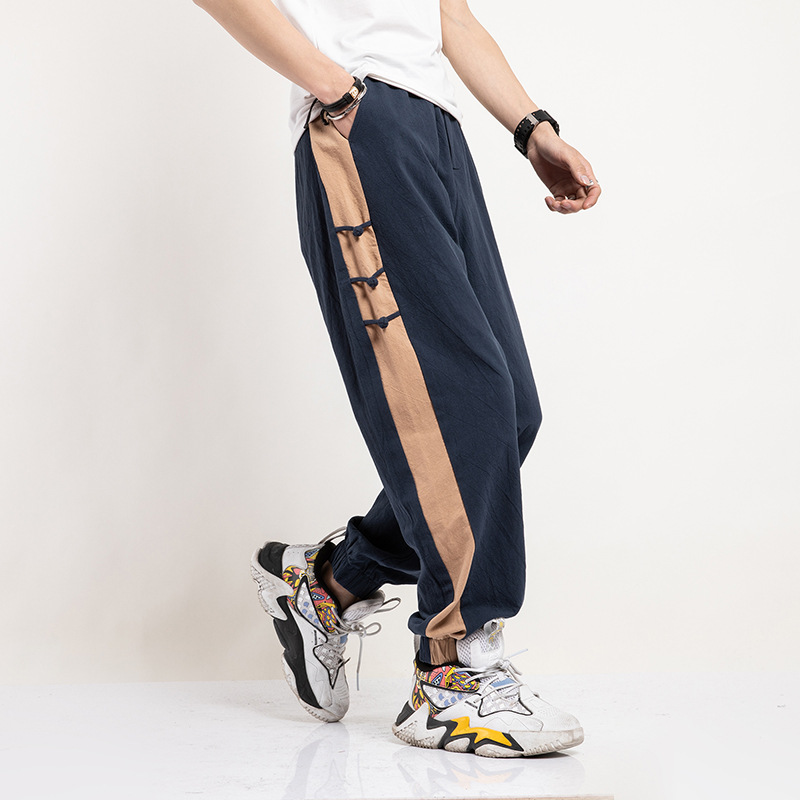 Wide Leg Oriental Harem Pants Unisex Cotton
