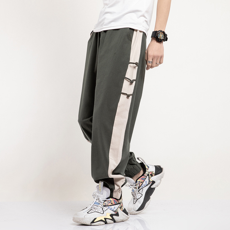 Wide Leg Oriental Harem Pants Unisex Cotton