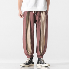 Spliced Harem Style Layered Pants Linen/Cotton