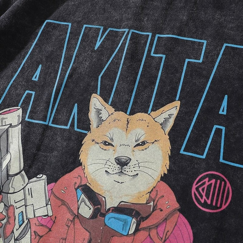 Akita T-Shirt Retro Washed Style Oversize