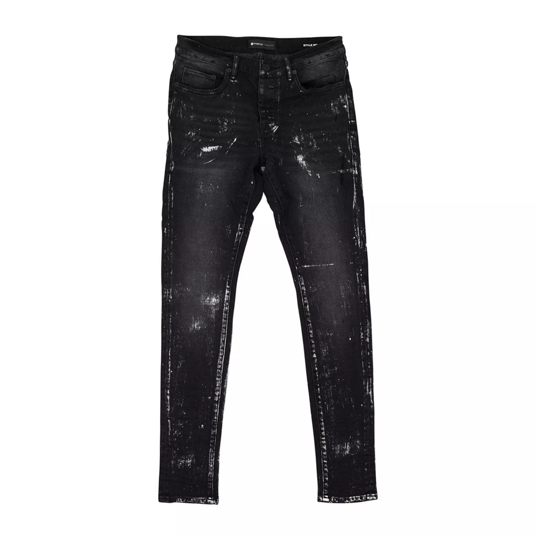 Purple Brand Black Wash Metallic Silver Jeans