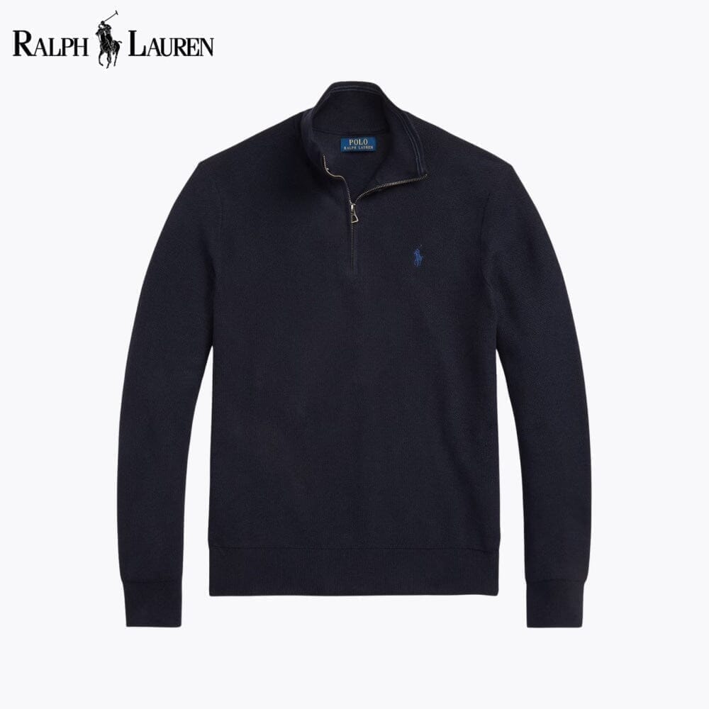 Ralph Lauren Mesh-Strickpullover aus Baumwolle mit Viertelreißverschluss