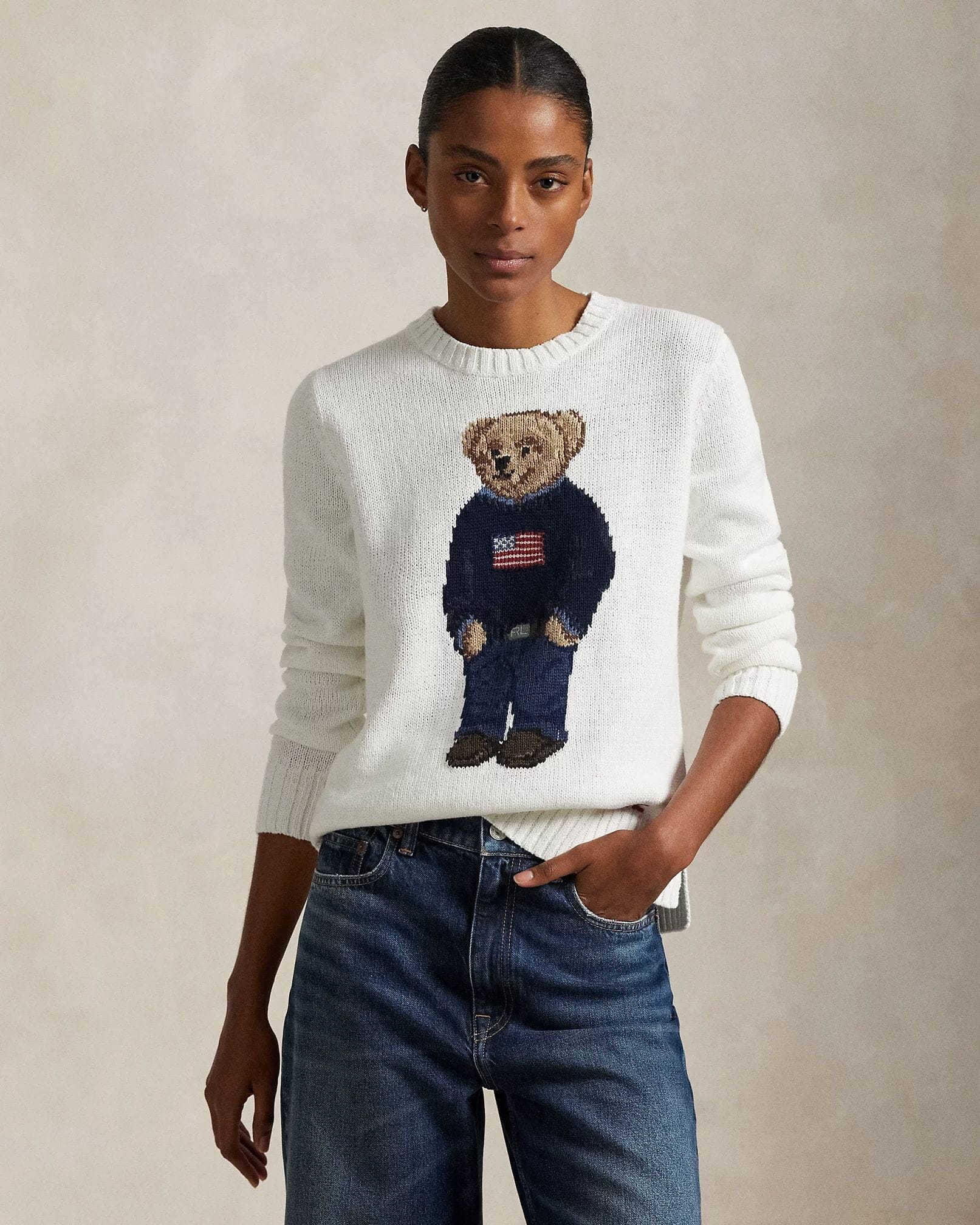 Ralph Lauren Polo Bear Rundhalspullover aus Leinen-Baumwolle