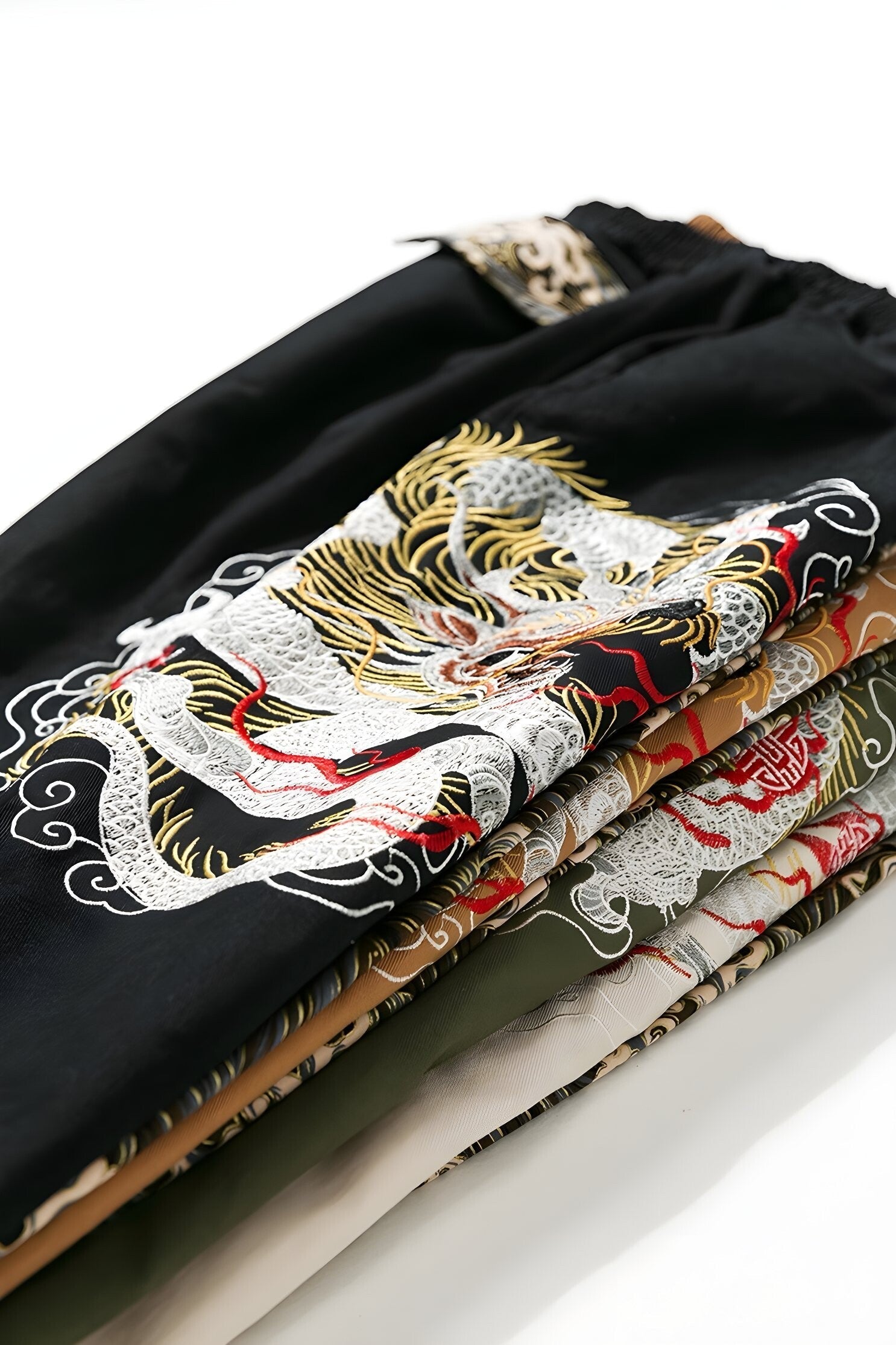 Embroidery Jogger Pants Dragon Patterns